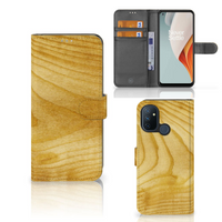 OnePlus Nord N100 Book Style Case Licht Hout - thumbnail