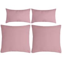 Stof Textile sierkussen Nelson - set 4x - roze - 2 formaten - polyester