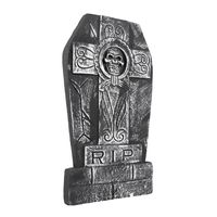 Horror kerkhof decoratie grafsteen RIP met kruis en schedel 50 x 27 cm - thumbnail