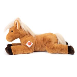 Hermann Teddy Knuffeldier Paard liggend - zachte pluche stof - premium knuffels - lichtbruin - 48 cm