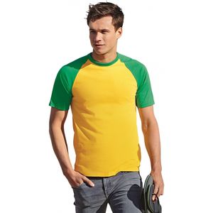 Heren baseball t-shirt geel groen