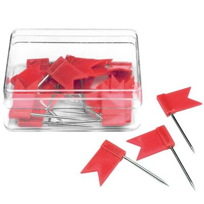 Alco punaise vlaggetjes - 20x - voor prikbord/memobord/wereldkaart - rood