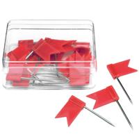 Alco punaise vlaggetjes - 20x - voor prikbord/memobord/wereldkaart - rood