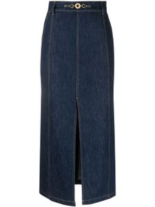 Patou slit-detail organic-denim midi skirt - Bleu