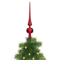 Kerstboom piek - rood - kunststof - 28 cm - kerstpieken - kerstversiering - thumbnail