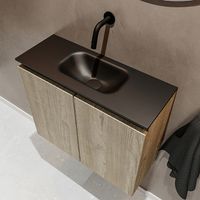 Mondiaz Ture 60cm toiletmeubel light brown grey met wastafel urban midden geen kraangat - thumbnail