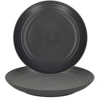 PlasticForte Rond bord/camping bord - 4x - D22 cm - zwart - kunststof - Dinerborden - thumbnail