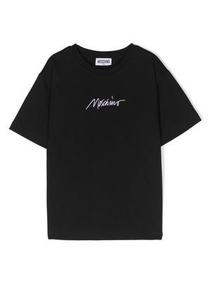 Moschino Kids t-shirt en coton à logo brodé - Noir