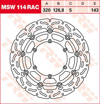 TRW Remschijf, remschijven voor de moto, MSW114RAC