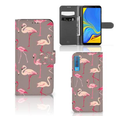 Samsung Galaxy A7 (2018) | Telefoonhoesje | Met pasjeshouder | Flamingo