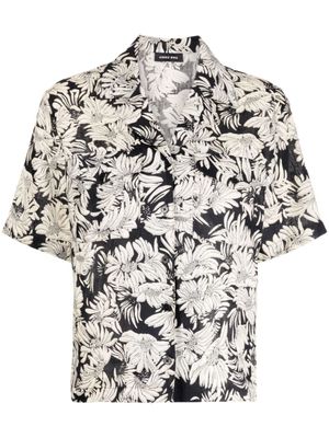 ANINE BING chemise en lin à fleurs - Noir