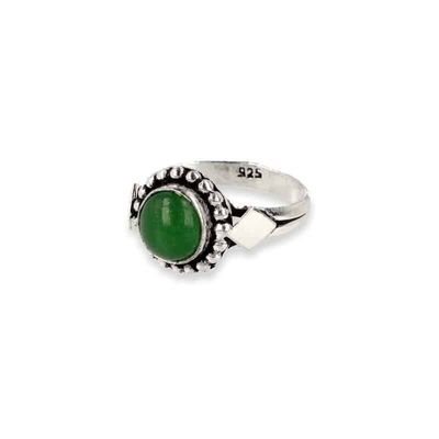 Verzilverde Ring Agaat Groen &apos;Ruit&apos; (Maat 16,5