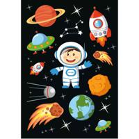 Kinder agenda of hobby stickers - 30x stuks - astronauten/space thema - Stickervellen van de ruimte