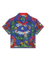 Dolce & Gabbana Kids chemise en coton à imprimé graphique - Bleu - thumbnail