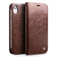 Qialino Classic iPhone XR Wallet Leren Hoesje - Bruin