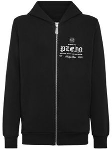 Philipp Plein hoodie zippé à logo imprimé - Noir