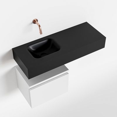 Toiletmeubel Mondiaz Andor | 80 cm | Meubelkleur Talc | Lex vrijhangend wastafel Urban Links | Zonder kraangat