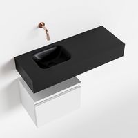 Toiletmeubel Mondiaz Andor | 80 cm | Meubelkleur Talc | Lex vrijhangend wastafel Urban Links | Zonder kraangat