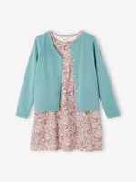 Set jurk + cardigan voor meisje smaragdgroen - thumbnail