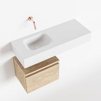 Toiletmeubel Mondiaz Andor | 80 cm | Meubelkleur Washed oak | Lex vrijhangend wastafel Talc Links | Zonder kraangat