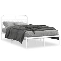 Bedframe met hoofdbord metaal wit 120x200 cm