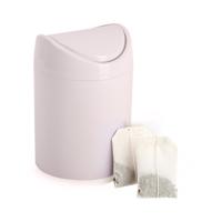 Plasticforte Mini prullenbakje met klepdeksel - roze - 1,4L - 17 cm