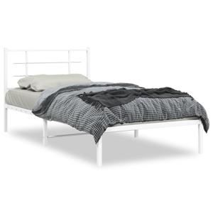 Bedframe met hoofdbord metaal wit 107x203 cm