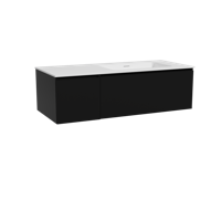Storke Edge zwevend badmeubel 120 x 52 cm mat zwart met Mata asymmetrisch rechtse wastafel in solid surface mat wit - thumbnail