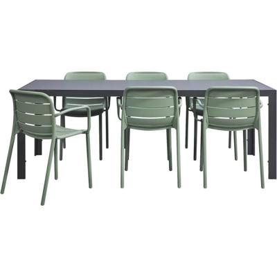 Leen Bakker - Tuinset Savoie Nice - 7-delig - 215 Cm - Kunststof/Aluminium - Groen - 10x10x10 Cm