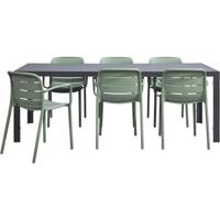 Leen Bakker - Tuinset Savoie Nice - 7-delig - 215 Cm - Kunststof/Aluminium - Groen - 10x10x10 Cm