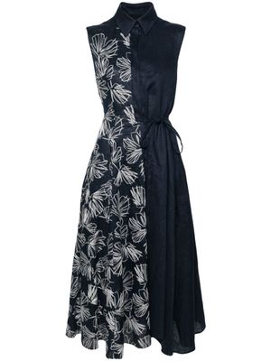 Talbot Runhof robe à fleurs brodées - Bleu