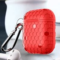 AirPods 1/2 hoesje Hexagon TPU soft serie - rood - thumbnail