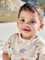 T-shirt baby jongen met print vanille