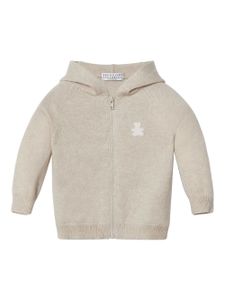 Brunello Cucinelli Kids cardigan en cachemire à fermeture zippée - Tons neutres