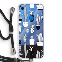 Cactusmotief: Huawei Y6s Transparant Hoesje met koord