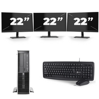 HP Compaq Elite 8300 SFF - Intel Core i7-3e Generatie - 16GB RAM - 256GB SSD - Windows 10 + 3x 22 inch Monitor