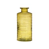 Glazen stijlvolle bloemenvaas transparant geel D9.5 en H21.5 cm