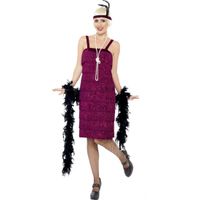 Bordeaux rood flapper jurkje verkleed kostuum voor dames - thumbnail