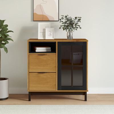 Dressoir met glazen deuren FLAM 80x40x80 cm massief grenenhout