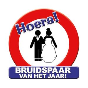 Huldeschild Bruidspaar Verkeersbord