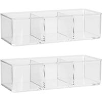 Set van 2x stuks make-up organizer 3 vakken rechthoek 23 x 8,5 cm van kunststof - thumbnail