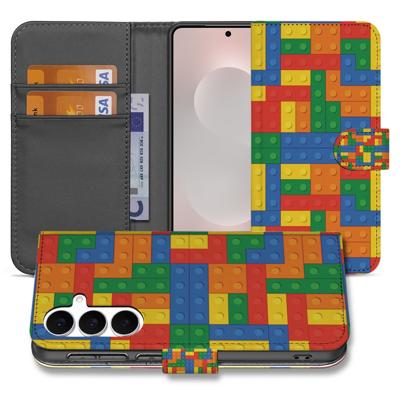 Samsung Galaxy S25 FE Hoesje Blokken Design Met 3 Pasjes Kleurrijk