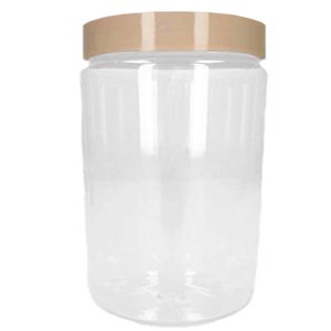 Voorraadpot/bewaarpot - 800 ml - kunststof - beige- B10 x H15 cm