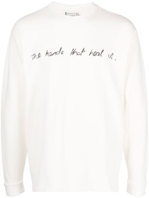 Bethany Williams sweat en coton à slogan imprimé - Blanc