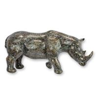 A BRONZE SCULPTURE OF A RHINOCEROS