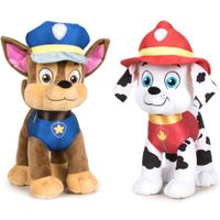 Paw Patrol knuffels set van 2x karakters Chase en Marshall 27 cm   -