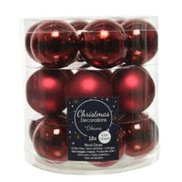 18x stuks kleine glazen kerstballen donkerrood (oxblood) 4 cm mat/glans - Kerstbal - thumbnail