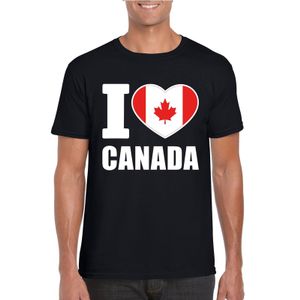 Zwart I love Canada fan shirt heren