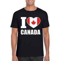 Zwart I love Canada fan shirt heren - thumbnail