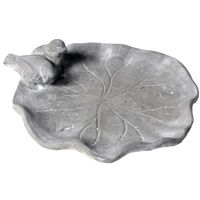 Vogelbad/voederschaal - lotus - grijs - cement - D28 x H8 cm - drinkschaal voor tuinvogel - thumbnail